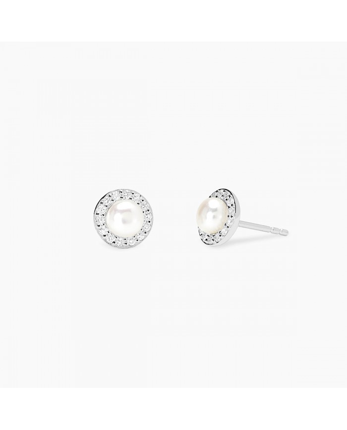 Mabina my diamond  Orecchini in argento 925/°°°   diamanti LG perle