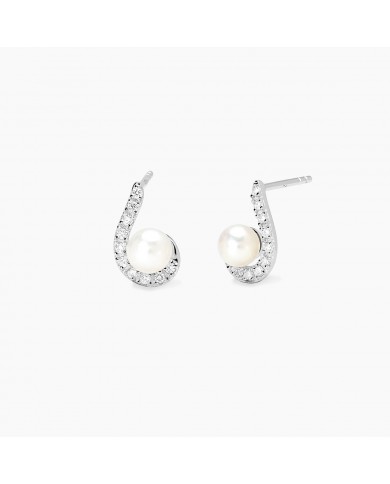 Mabina my diamond  Orecchini in argento 925/°°°   diamanti LG perle