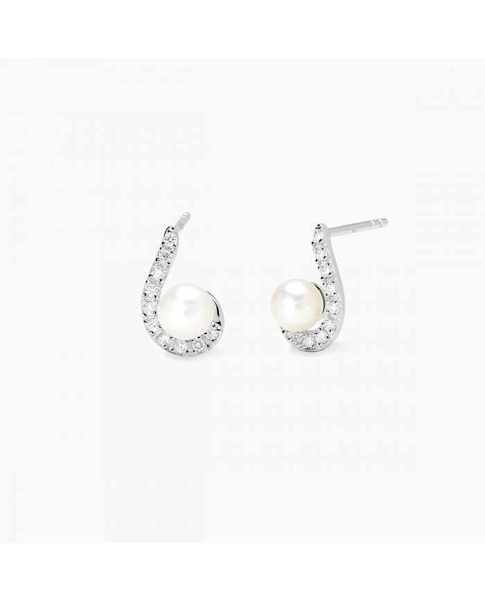 Mabina my diamond  Orecchini in argento 925/°°°   diamanti LG perle