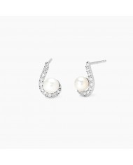 Mabina my diamond  Orecchini in argento 925/°°°   diamanti LG perle