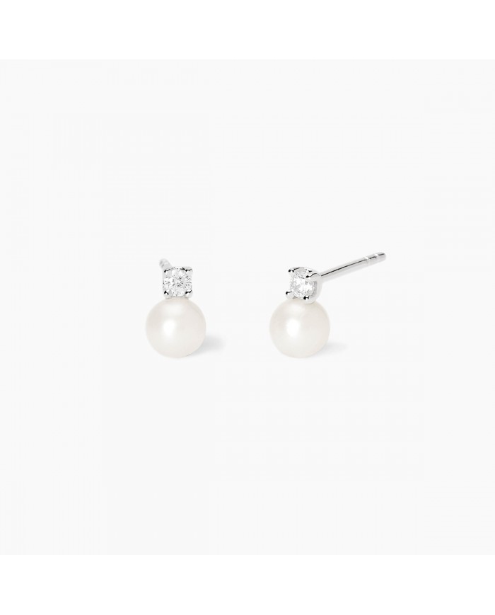 Mabina my diamond  Orecchini in argento 925/°°° perle   diamanti lab-gr