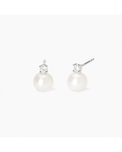 Mabina my diamond  Orecchini in argento 925/°°° perle   diamanti lab-gr