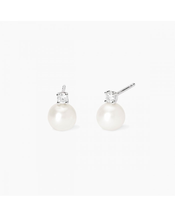 Mabina my diamond  Orecchini in argento 925/°°° perle   diamanti lab-gr