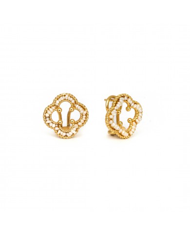 Orecchini in argento 925/°°° con perla  "scaramazza"Collezione Rosoni "Luce in Fiore"