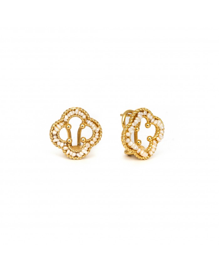 Orecchini in argento 925/°°° con perla  "scaramazza"Collezione Rosoni "Luce in Fiore"