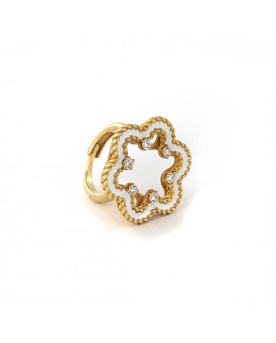 Anello in argento 925/°°° con smalto biancoCollezione Rosoni "Luce in Fiore"
